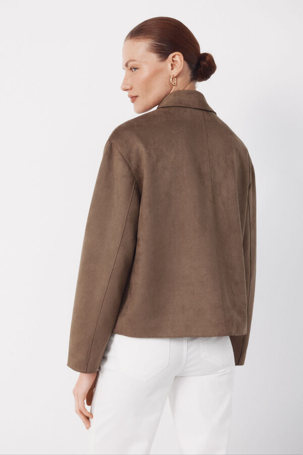 Cortefiel Suede -effect fabric jacket Kaki