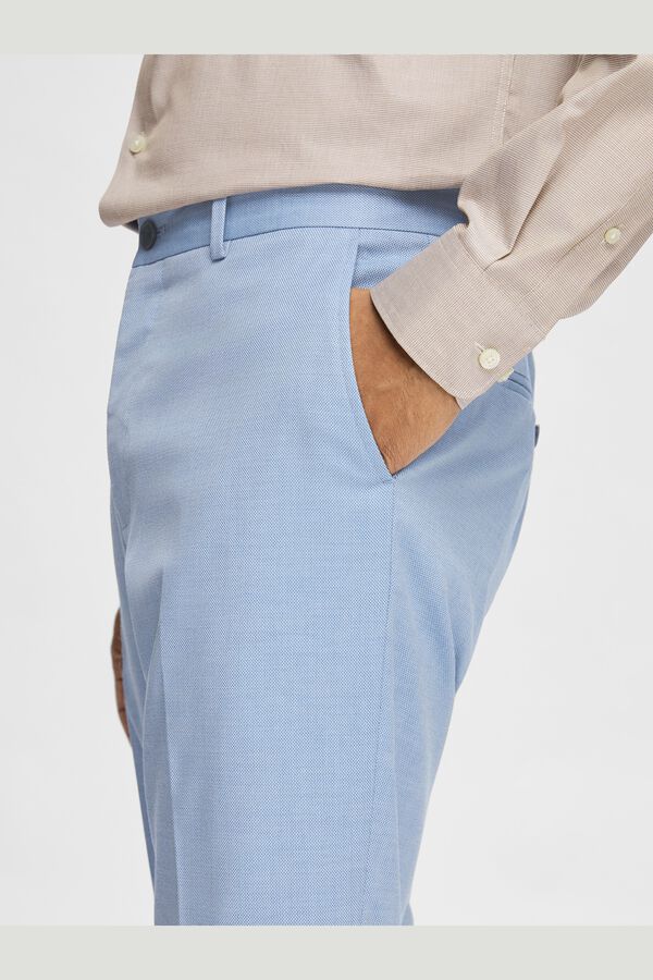 Selected Cal&ccedil;as de fato Slim Fit confecionadas com materiais reciclados.  Azul