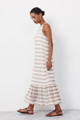 Cortefiel Structured halterneck dress Beige