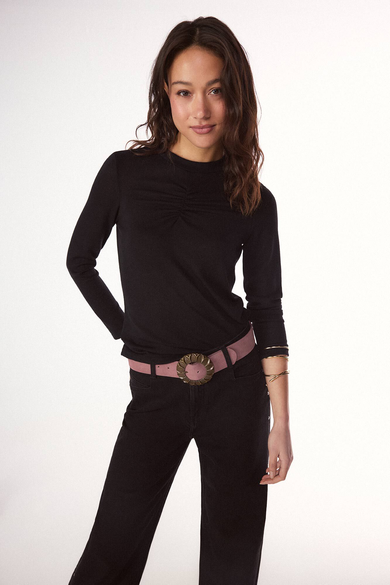 Slowlove Cintur&oacute;n piel hebilla redonda