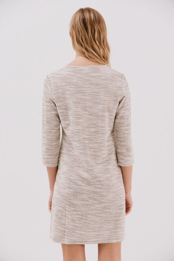 Cortefiel Short tweed dress Beige