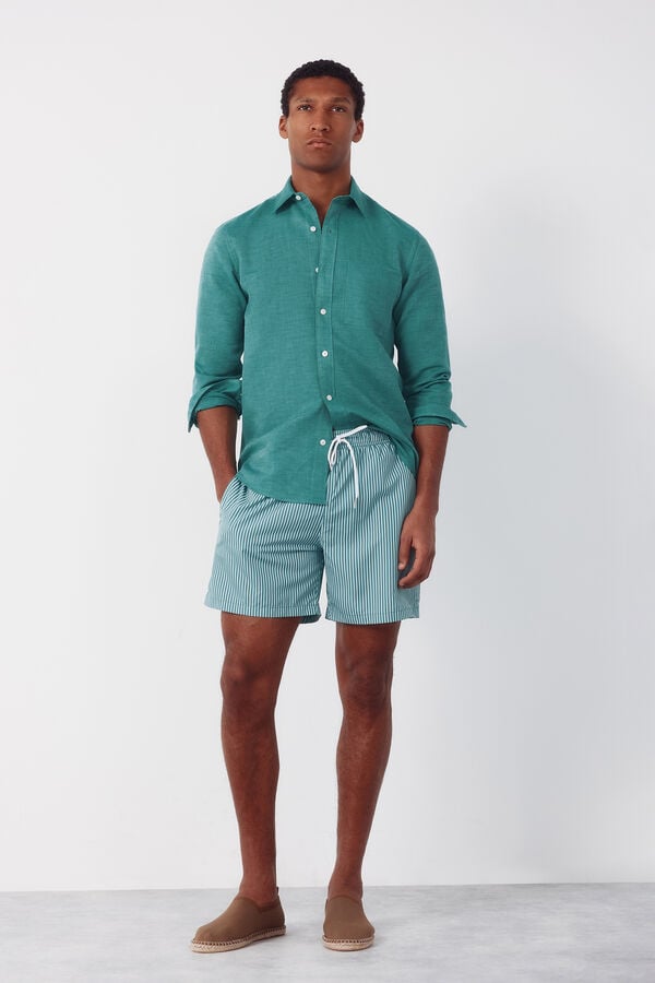 Cortefiel Striped print swimwear Green