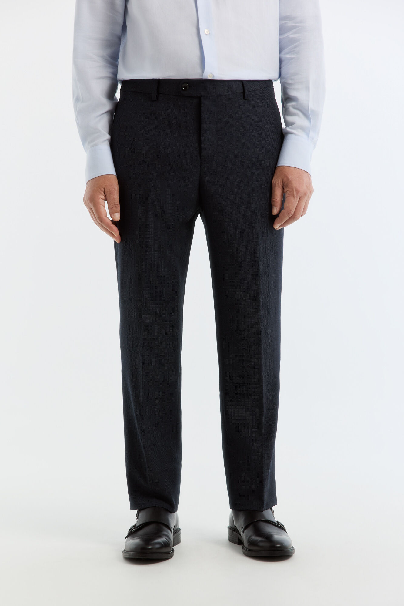 Cortefiel Cal&ccedil;a inteligente tailored fit em olho de perdiz navy