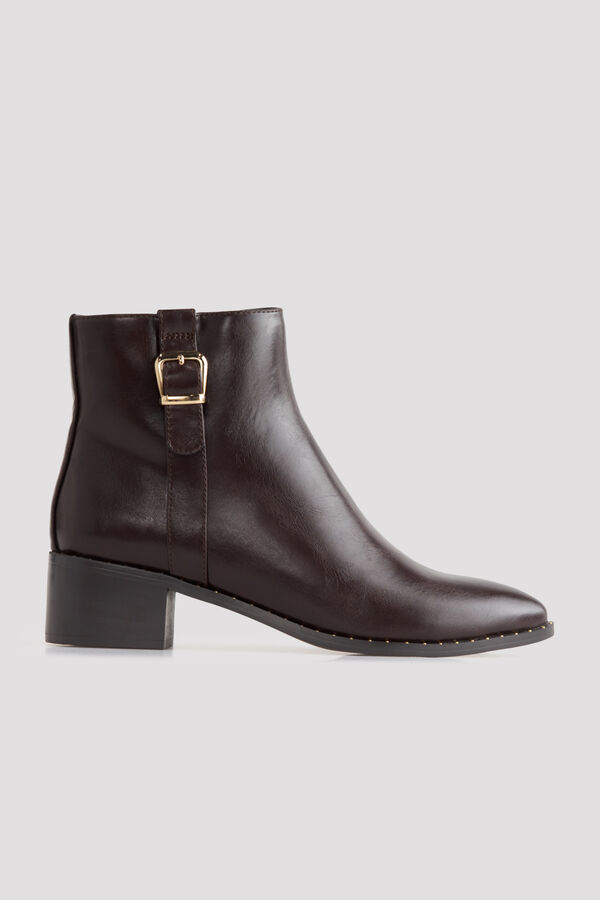 Cortefiel Buckle ankle boot Dark brown