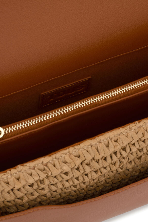 Tous Camel Audree Rafia Medium Crossbody Bag Beige