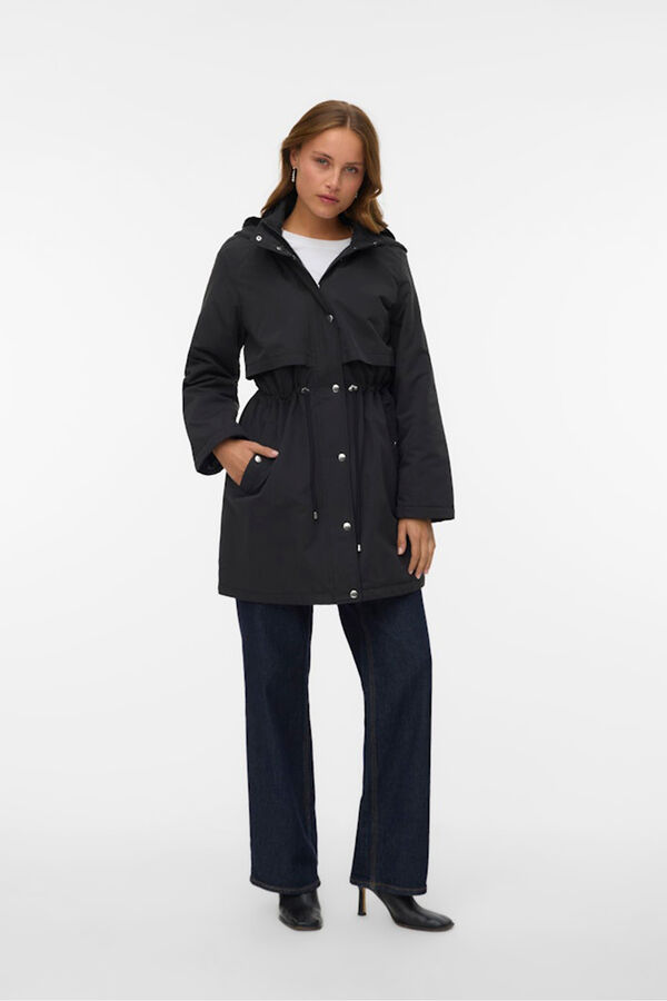 Vero Moda Parka com botões prateados  Preto