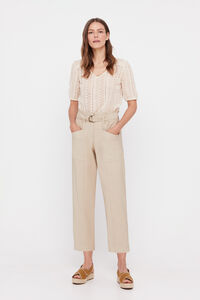 Cortefiel Trousers with belt Nude