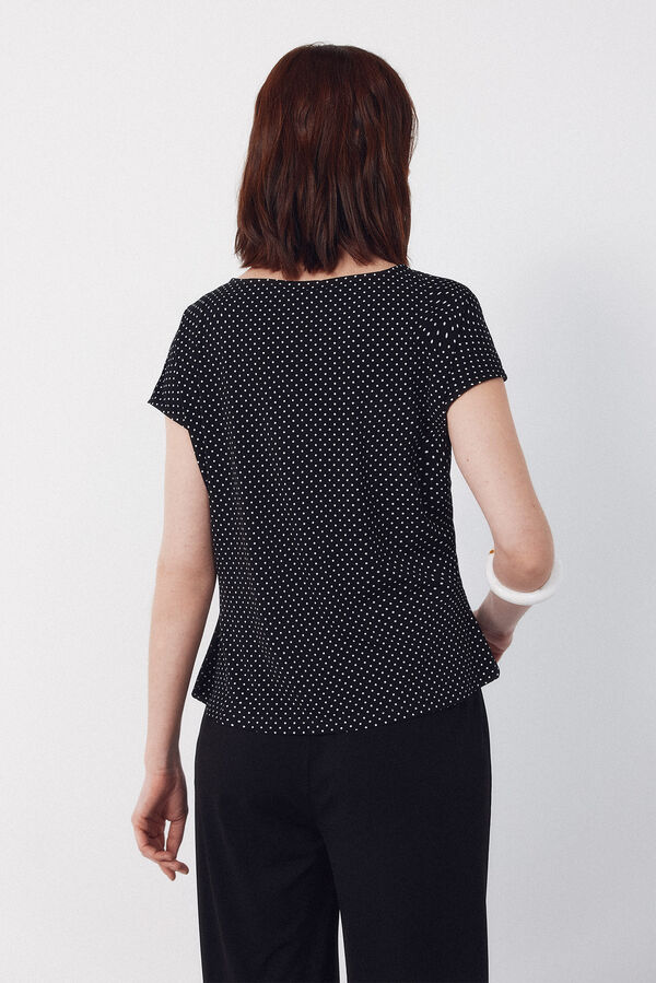 Cortefiel Pleated short sleeve top Printed grey