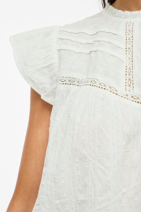 Vila Organic cotton short sleeve blouse White