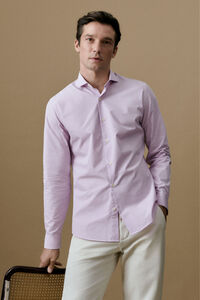 Cortefiel Easy-iron structure dress shirt Pink