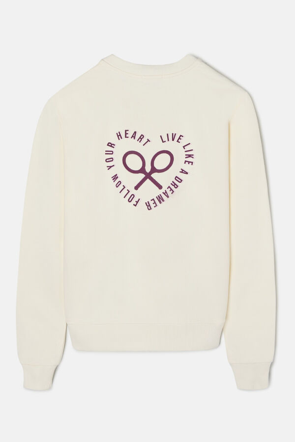Silbon Sweatshirt feminino com estampa xadrez Ecru