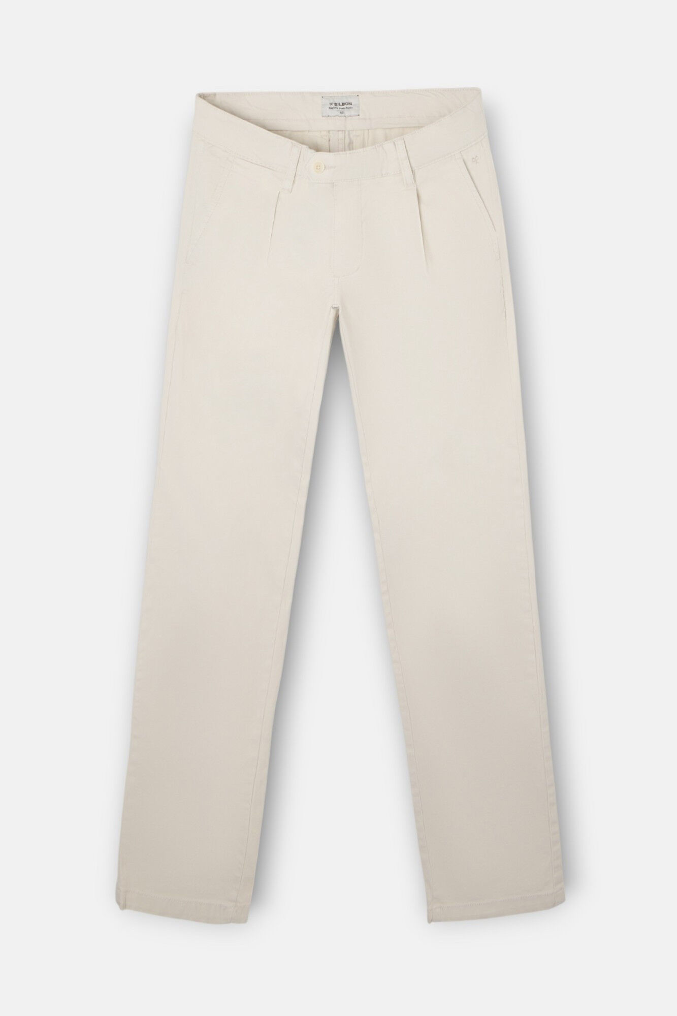 Silbon Cal&ccedil;as chino casuais com pregas