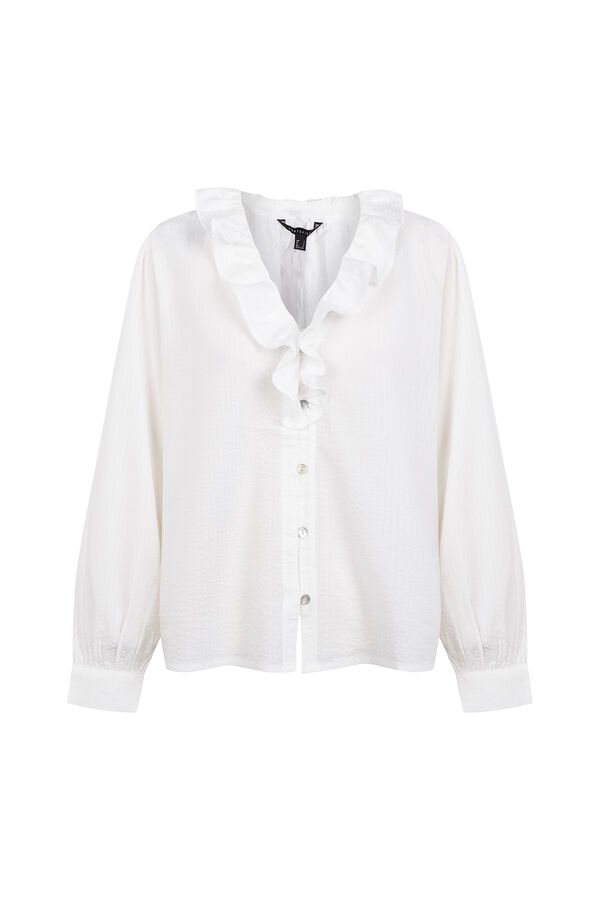 Cortefiel Ruffle blouse White