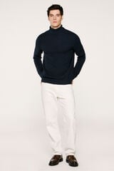 Selected Camisola estruturado de gola alta 100% algodão orgânico Azul