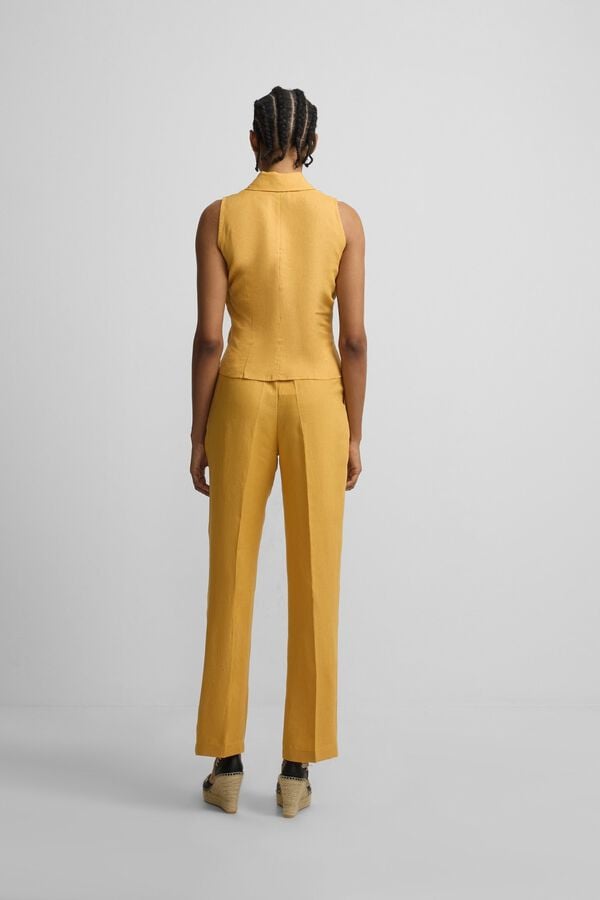 Silbon Linen straight trousers Yellow