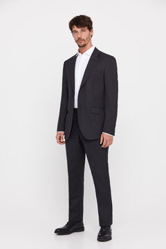 Cortefiel Slim fit micro pattern trousers Dark gray
