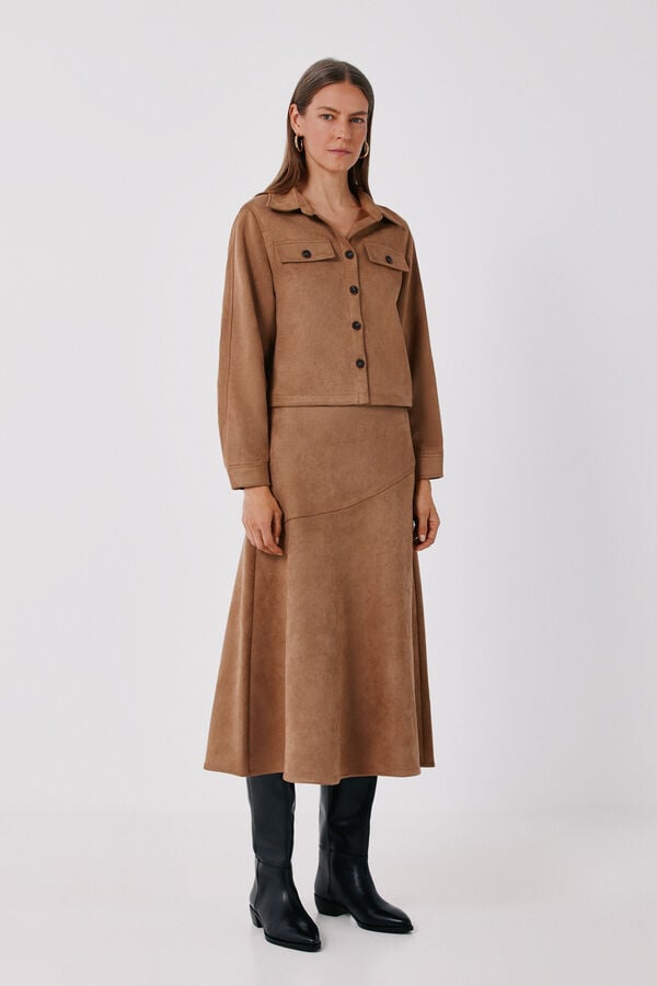 Cortefiel Faux leather lightweight jacket Beige