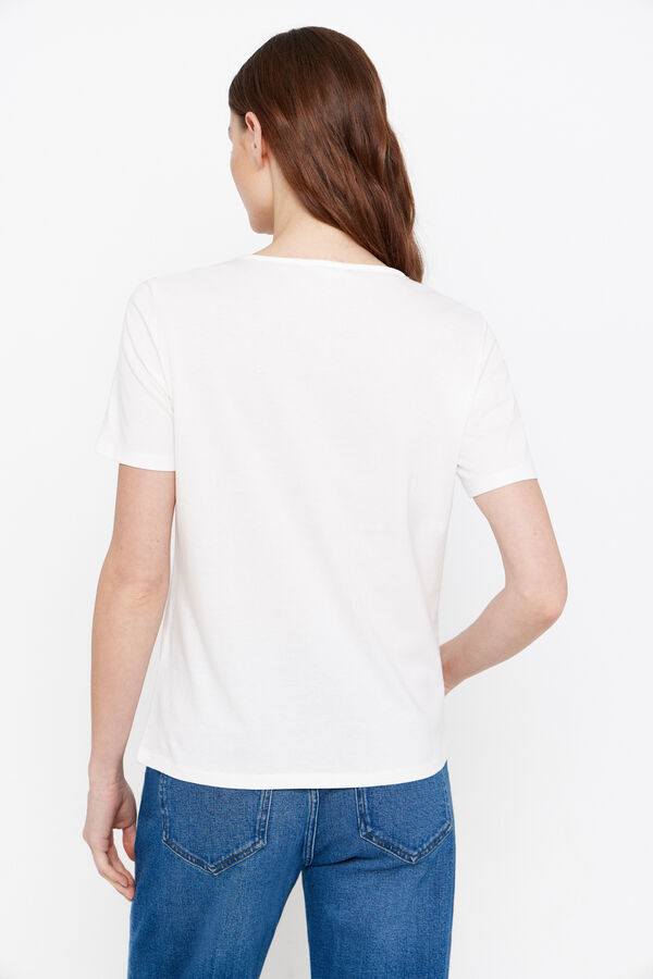 Cortefiel Camiseta bordada Blanco