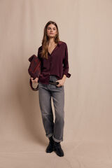 Slowlove Camisa lisa satinada Vino