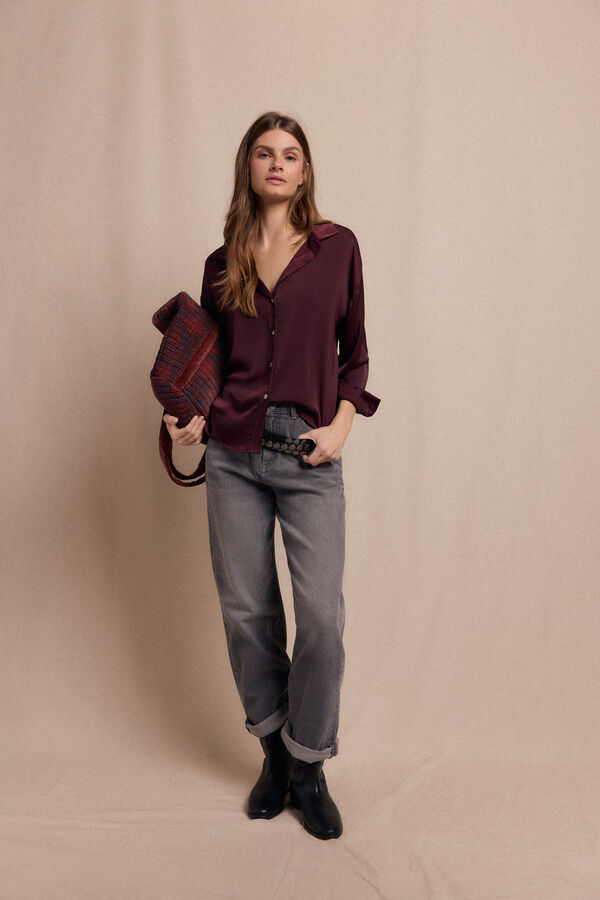 Slowlove Camisa lisa satinada Vino