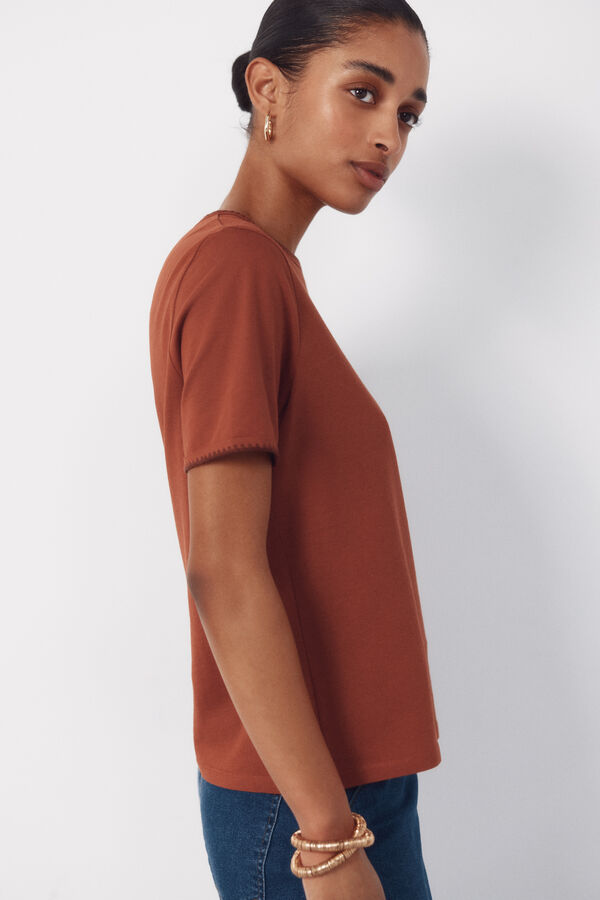 Cortefiel Embroidered t-shirt Brown