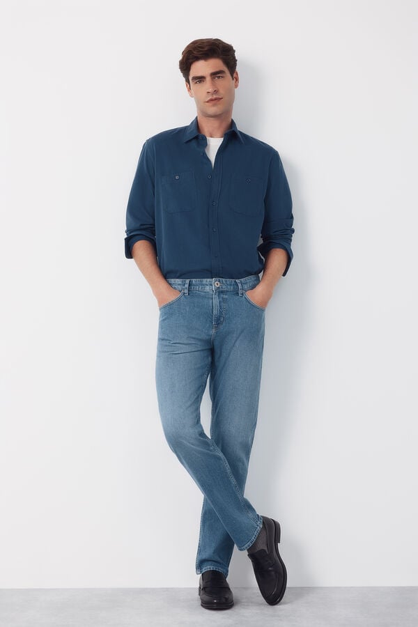 Cortefiel Regular-fit lightweight jeans Blue