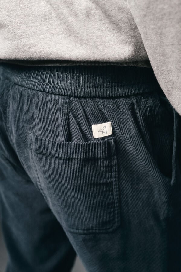 OOTO Calças de veludo veludo com elástico Azul