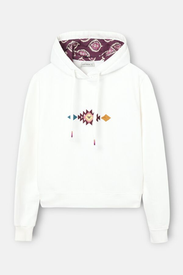Silbon Sweatshirt feminina com capuz Ecru