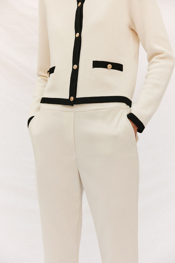Cortefiel Straight trousers with elasticated back Ivory