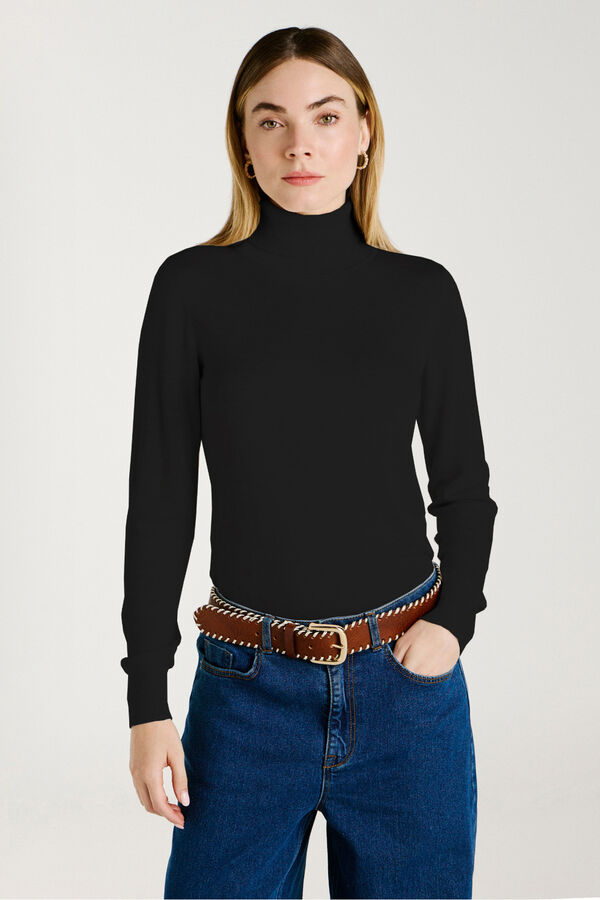 Vila High neck jumper with viscose Black