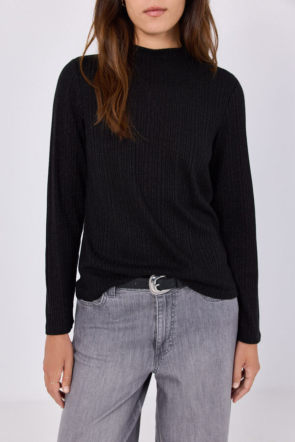 Cortefiel Lurex knit top Black