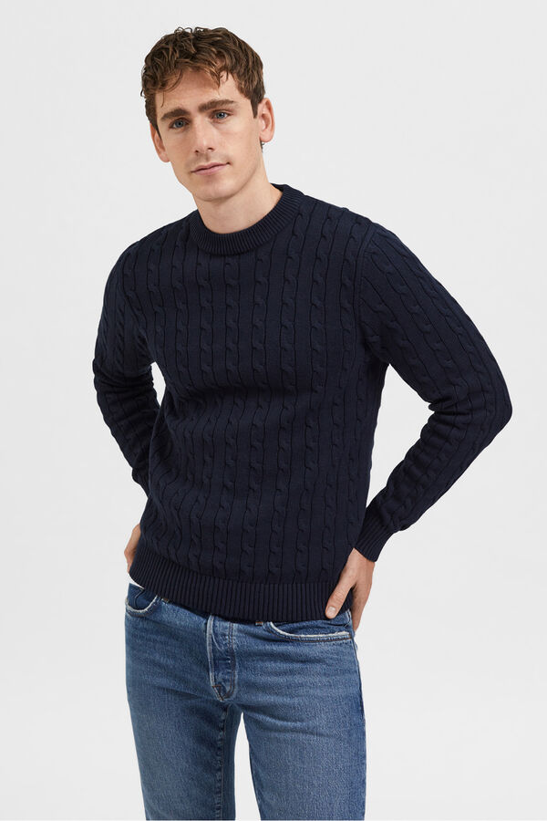 Selected Camisola estruturada 100% algodão orgânico  Azul