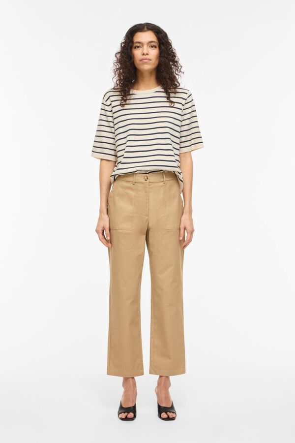 Vila Top de malha com manga curta 2/4 em viscose Cinzento