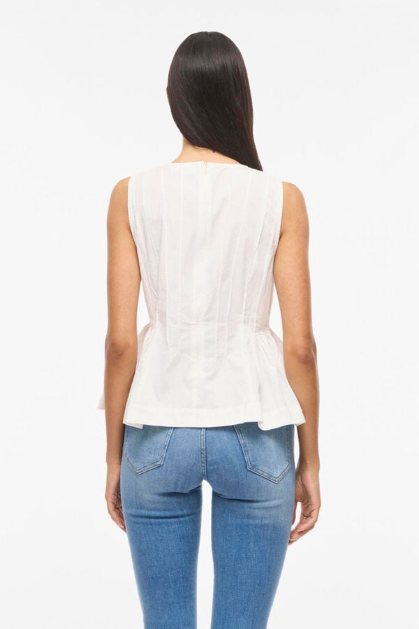 Vila Top sem mangas em algod&atilde;o org&acirc;nico com peplum Branco
