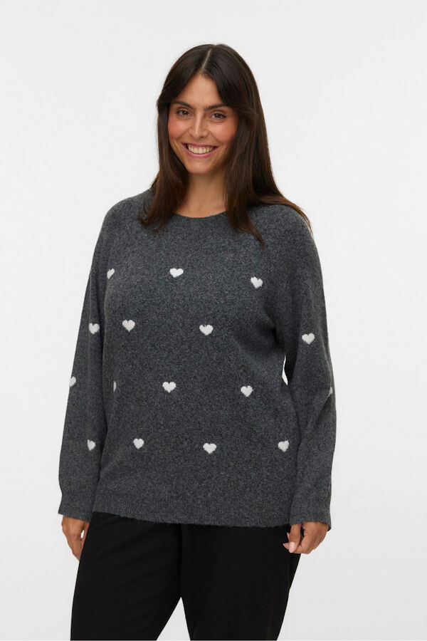 Vero Moda Curve Camisola plus size com gola redonda Cinzento