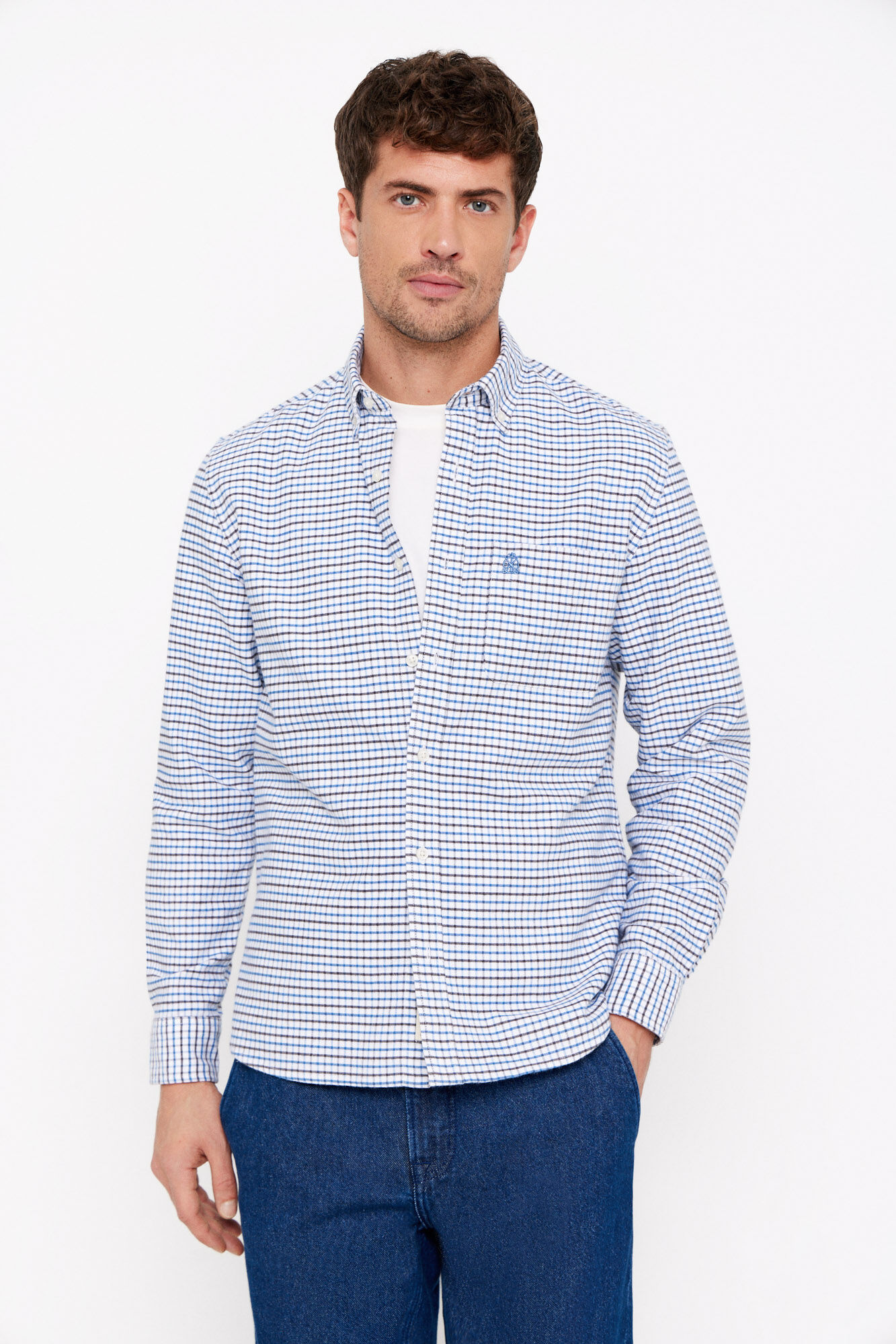 Camisa oxford perchado cuadros Camisas de hombre Cortefiel