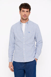 Cortefiel Checked napped Oxford shirt  Blue