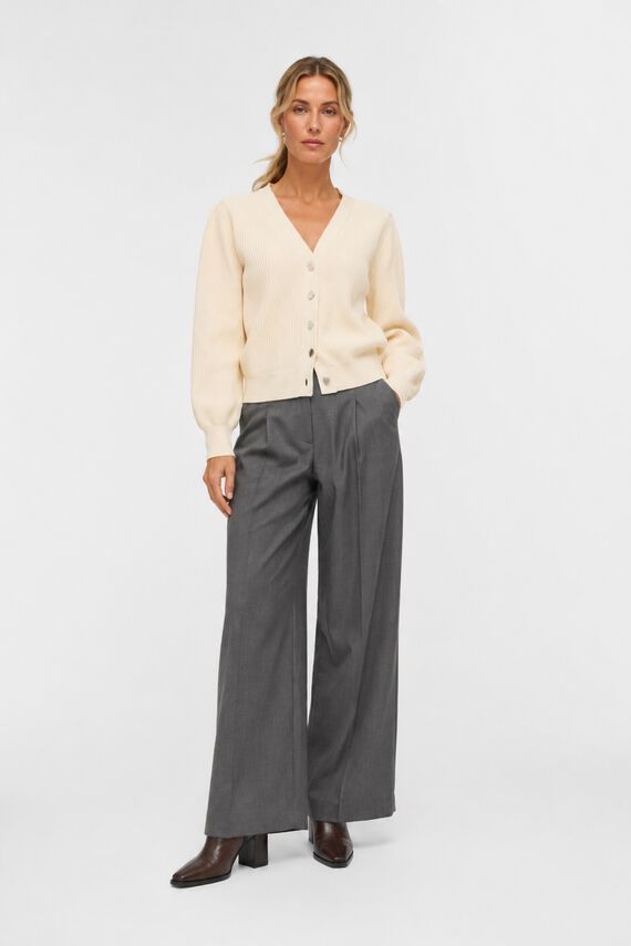 Cardigan canalé liso