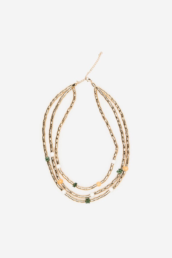Cortefiel Collar triple piedras Amarillo