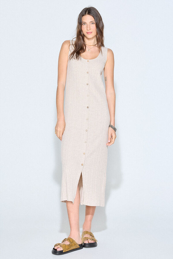 Slowlove Vestido estructura flores Arena