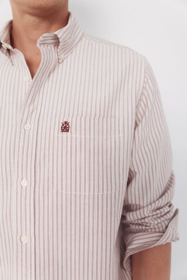 Cortefiel Striped oxford shirt Maroon