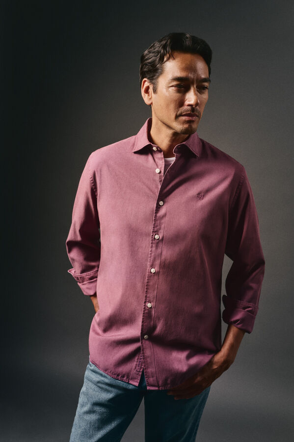 OOTO Plain twill tencel cotton shirt Maroon