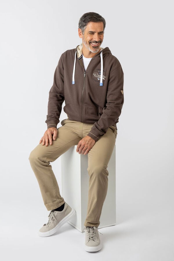 Privata Sweatshirt aberto com capuz e bolsos Castanho