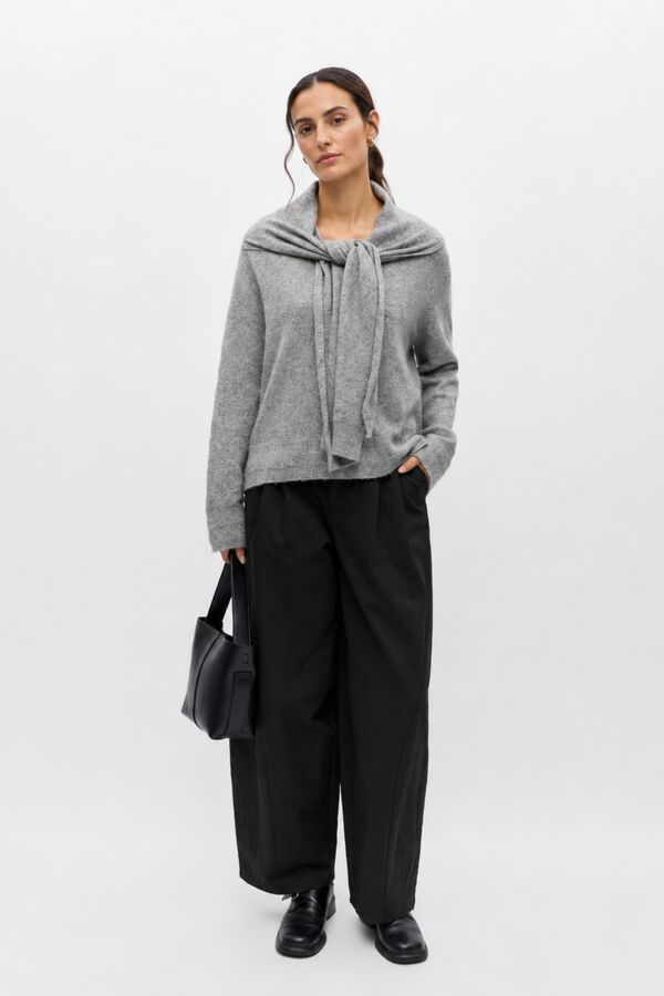 Object Camisola de malha com cachecol Cinzento
