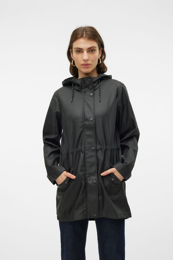 Vero Moda Impermeável de manga comprida com capuz Preto
