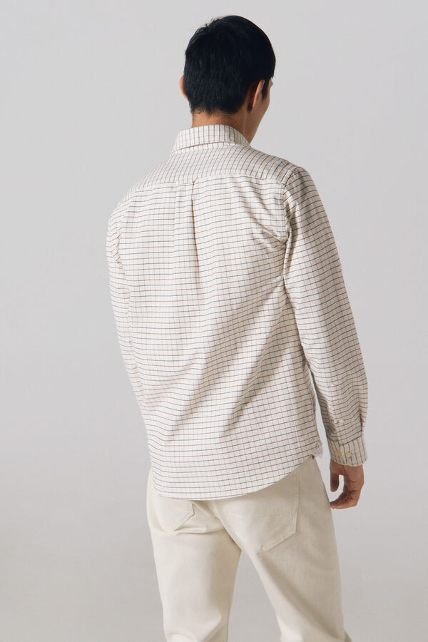 Cortefiel Camisa oxford cuadros Marfil