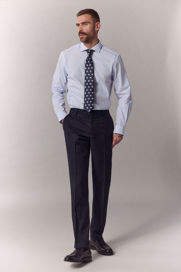 OOTO Herringbone tailored trousers Navy