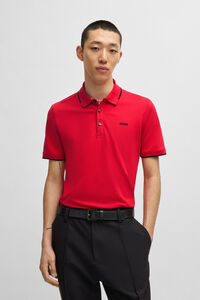 HUGO Camisa polo de algodão elástico slim fit com logo estampado