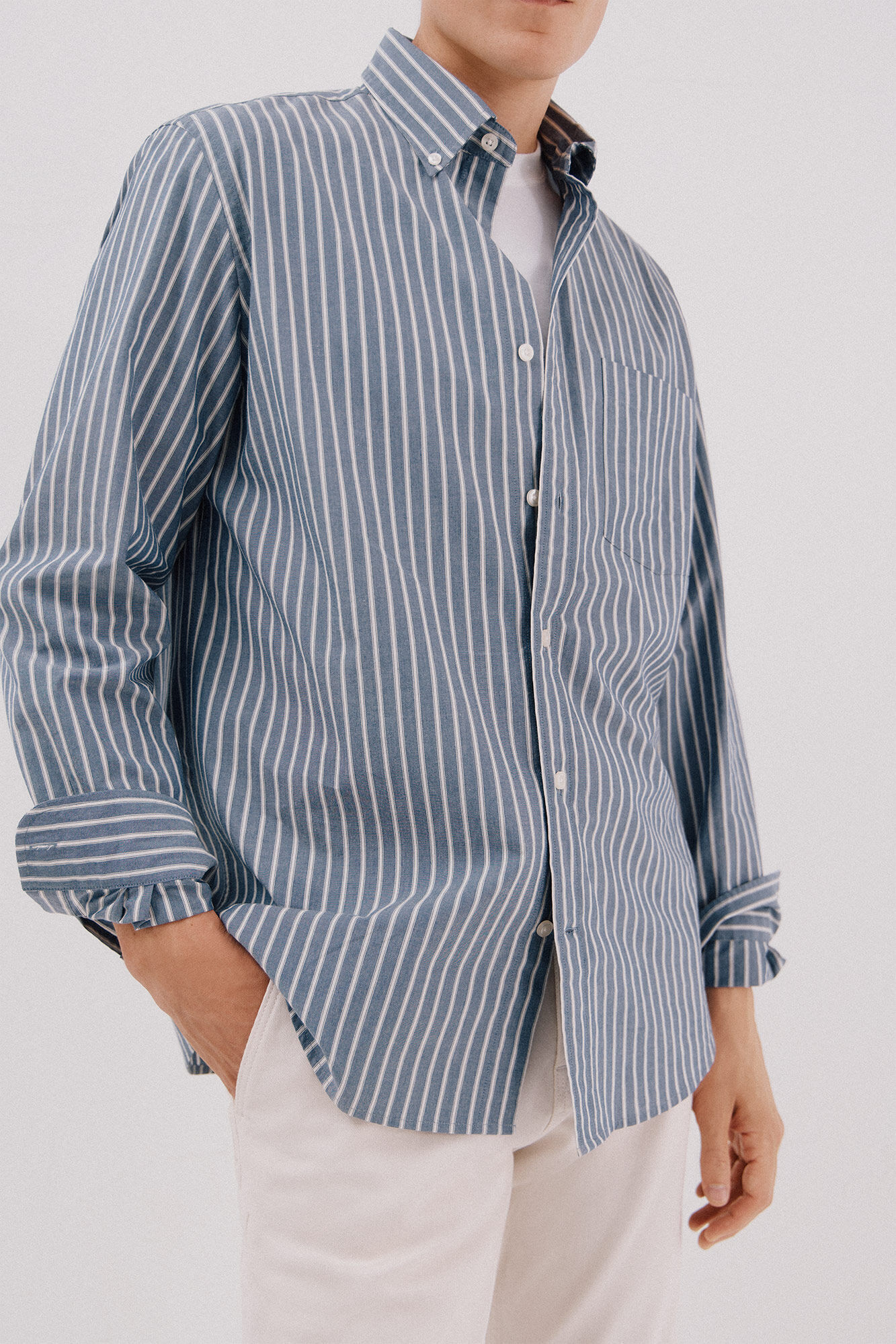 Cortefiel Striped poplin shirt