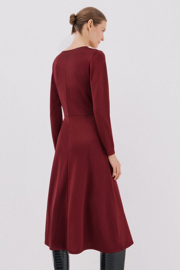 Cortefiel Vestido cinturón Vino